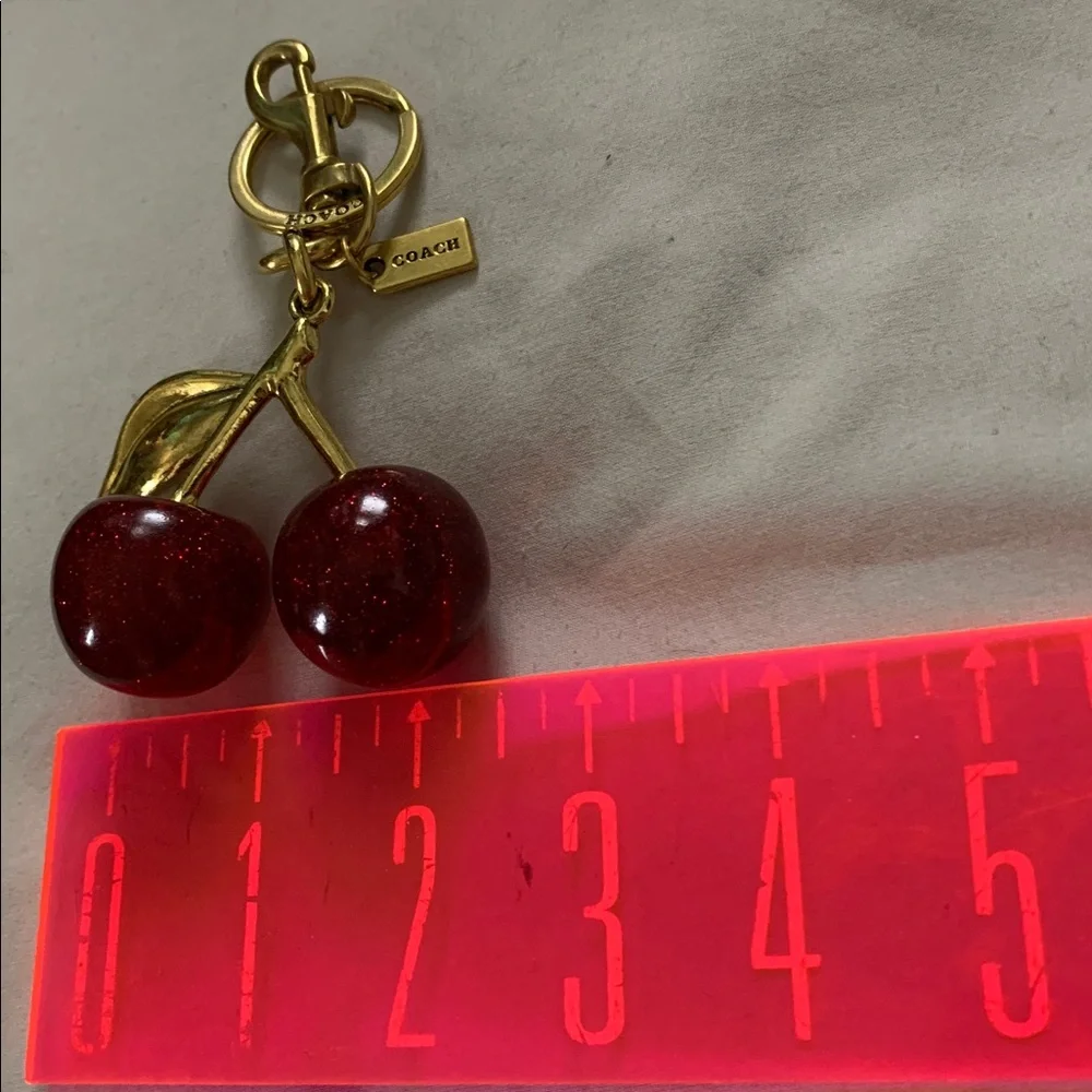 NEW! ✨ Red Cherry 🍒 Keychain with Brushed Gold Details - Picture 4 of 4